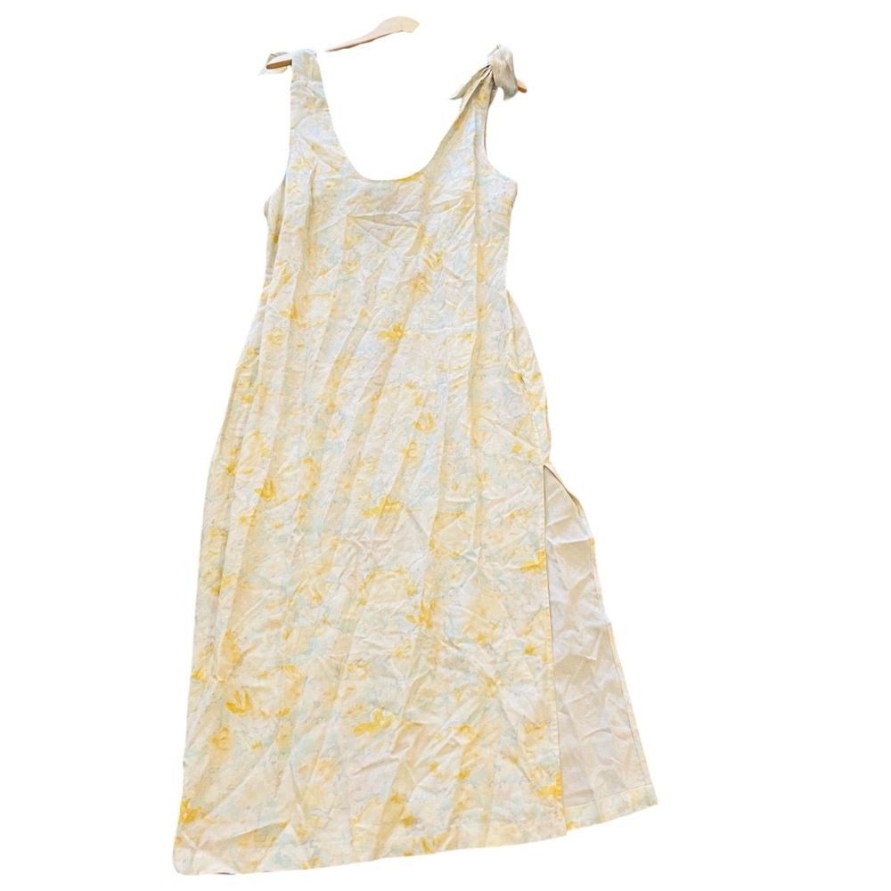 Anna Nata NWT Yellow Blue Shoulder Tie-Strap Midi Dress Size X Large